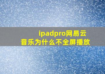 ipadpro网易云音乐为什么不全屏播放