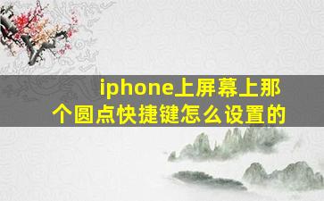 iphone上屏幕上那个圆点快捷键怎么设置的