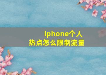 iphone个人热点怎么限制流量