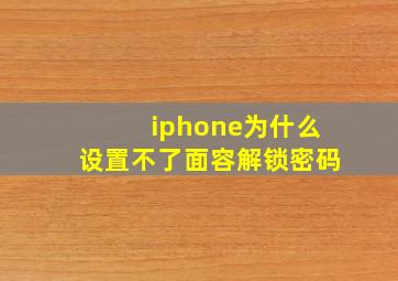 iphone为什么设置不了面容解锁密码