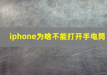 iphone为啥不能打开手电筒