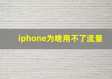 iphone为啥用不了流量