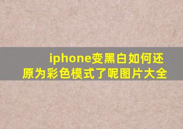 iphone变黑白如何还原为彩色模式了呢图片大全