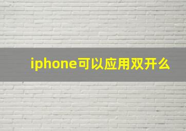 iphone可以应用双开么