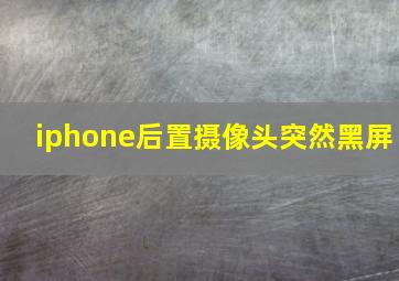 iphone后置摄像头突然黑屏