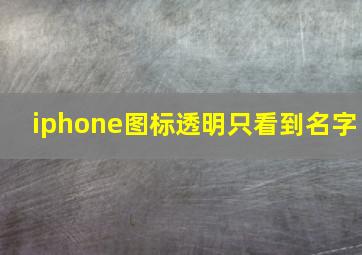 iphone图标透明只看到名字