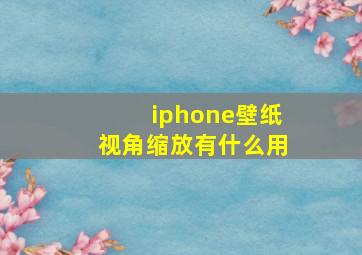 iphone壁纸视角缩放有什么用