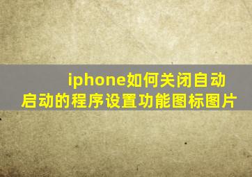 iphone如何关闭自动启动的程序设置功能图标图片