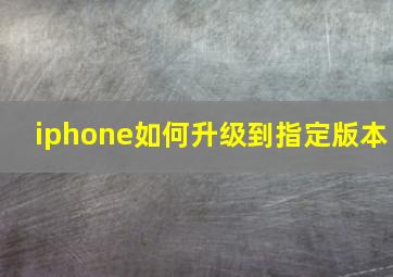 iphone如何升级到指定版本