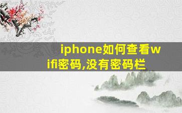 iphone如何查看wifi密码,没有密码栏