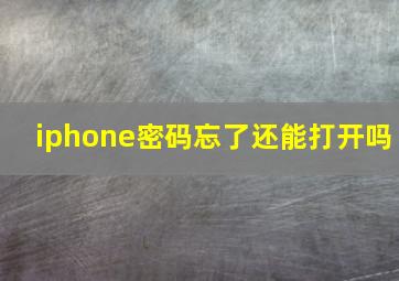 iphone密码忘了还能打开吗