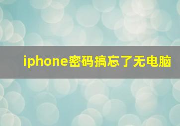 iphone密码搞忘了无电脑