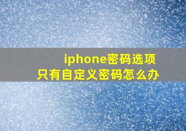 iphone密码选项只有自定义密码怎么办