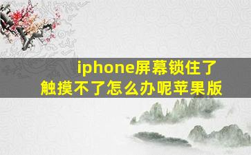 iphone屏幕锁住了触摸不了怎么办呢苹果版