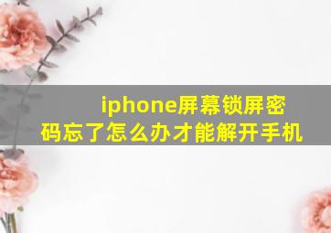 iphone屏幕锁屏密码忘了怎么办才能解开手机