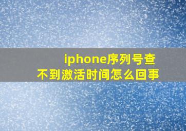 iphone序列号查不到激活时间怎么回事