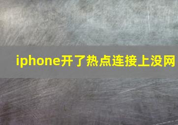 iphone开了热点连接上没网