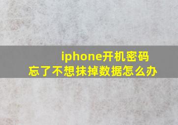 iphone开机密码忘了不想抹掉数据怎么办