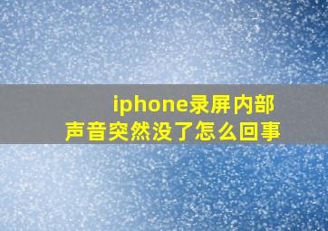 iphone录屏内部声音突然没了怎么回事