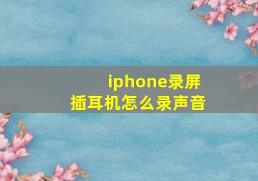 iphone录屏插耳机怎么录声音