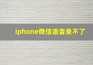 iphone微信语音录不了