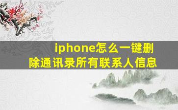 iphone怎么一键删除通讯录所有联系人信息