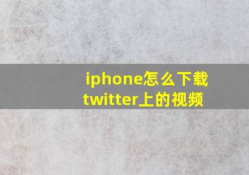 iphone怎么下载twitter上的视频