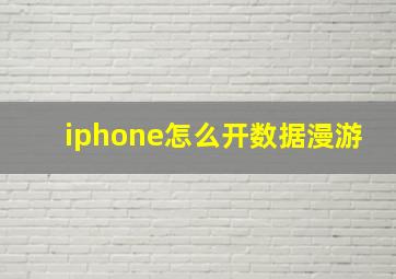 iphone怎么开数据漫游