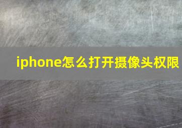 iphone怎么打开摄像头权限