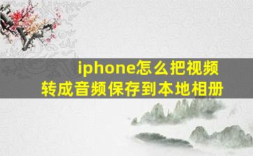 iphone怎么把视频转成音频保存到本地相册