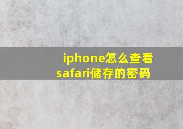 iphone怎么查看safari储存的密码