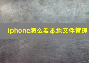 iphone怎么看本地文件管理