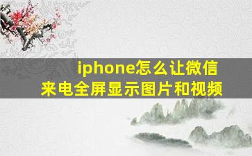 iphone怎么让微信来电全屏显示图片和视频