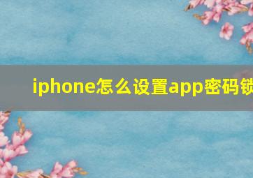 iphone怎么设置app密码锁