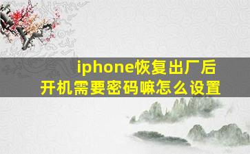 iphone恢复出厂后开机需要密码嘛怎么设置