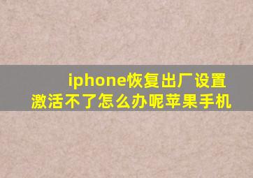 iphone恢复出厂设置激活不了怎么办呢苹果手机