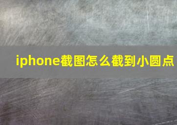 iphone截图怎么截到小圆点