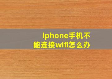 iphone手机不能连接wifi怎么办