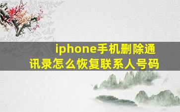 iphone手机删除通讯录怎么恢复联系人号码