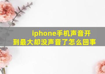 iphone手机声音开到最大却没声音了怎么回事