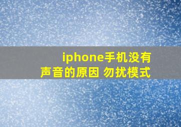 iphone手机没有声音的原因 勿扰模式