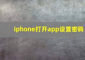 iphone打开app设置密码