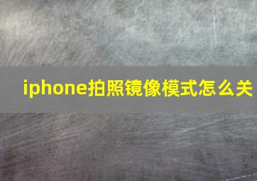 iphone拍照镜像模式怎么关