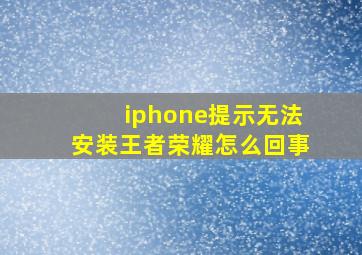 iphone提示无法安装王者荣耀怎么回事