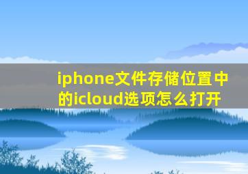 iphone文件存储位置中的icloud选项怎么打开