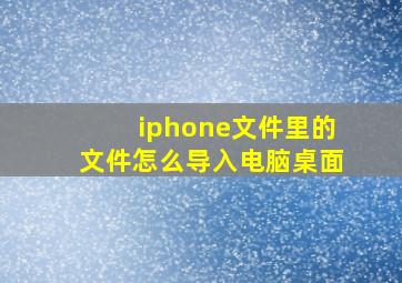 iphone文件里的文件怎么导入电脑桌面