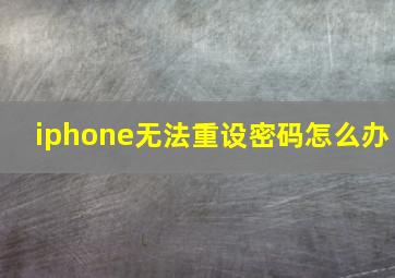 iphone无法重设密码怎么办