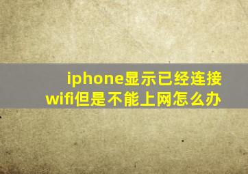 iphone显示已经连接wifi但是不能上网怎么办