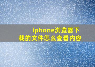 iphone浏览器下载的文件怎么查看内容