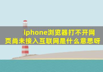 iphone浏览器打不开网页尚未接入互联网是什么意思呀